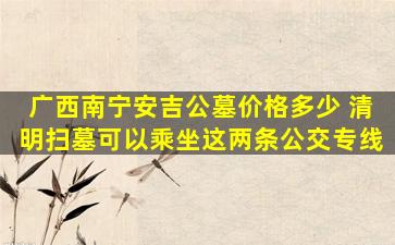 广西南宁安吉公墓价格多少 清明扫墓可以乘坐这两条公交专线